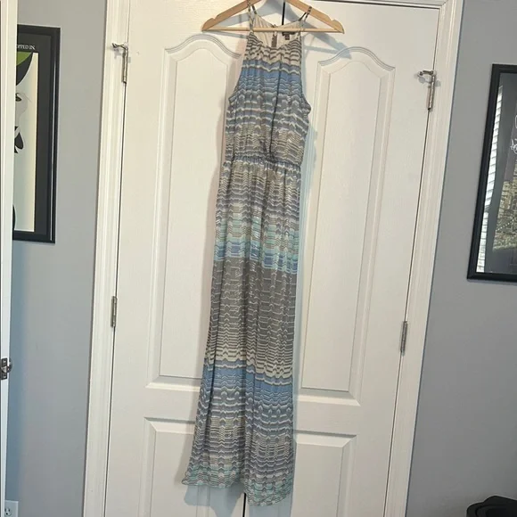 🩷Lily Rose Blue and Gray Maxi Dress - Picture 1 of 5